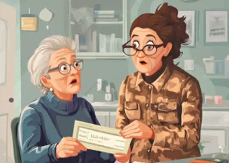 Elderly woman looking at a bill