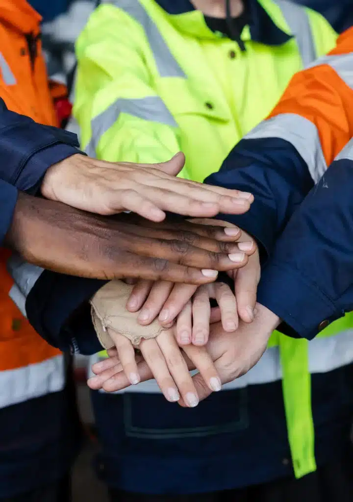 stack join of hand, successful engineer technician teamwork.